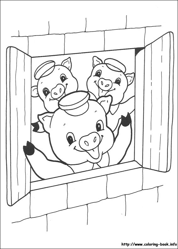 The three little pigs coloring picture